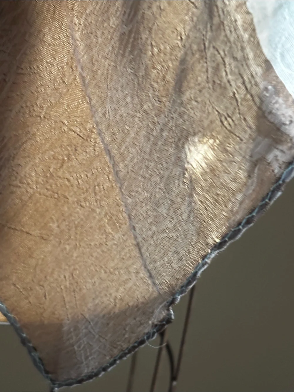 Light Blue and Taupe Raw Silk Scarf, Hand Loom, slightly imperfect